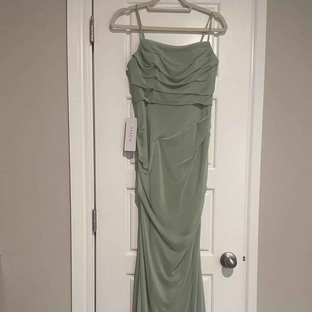 Sage green Azazie dress